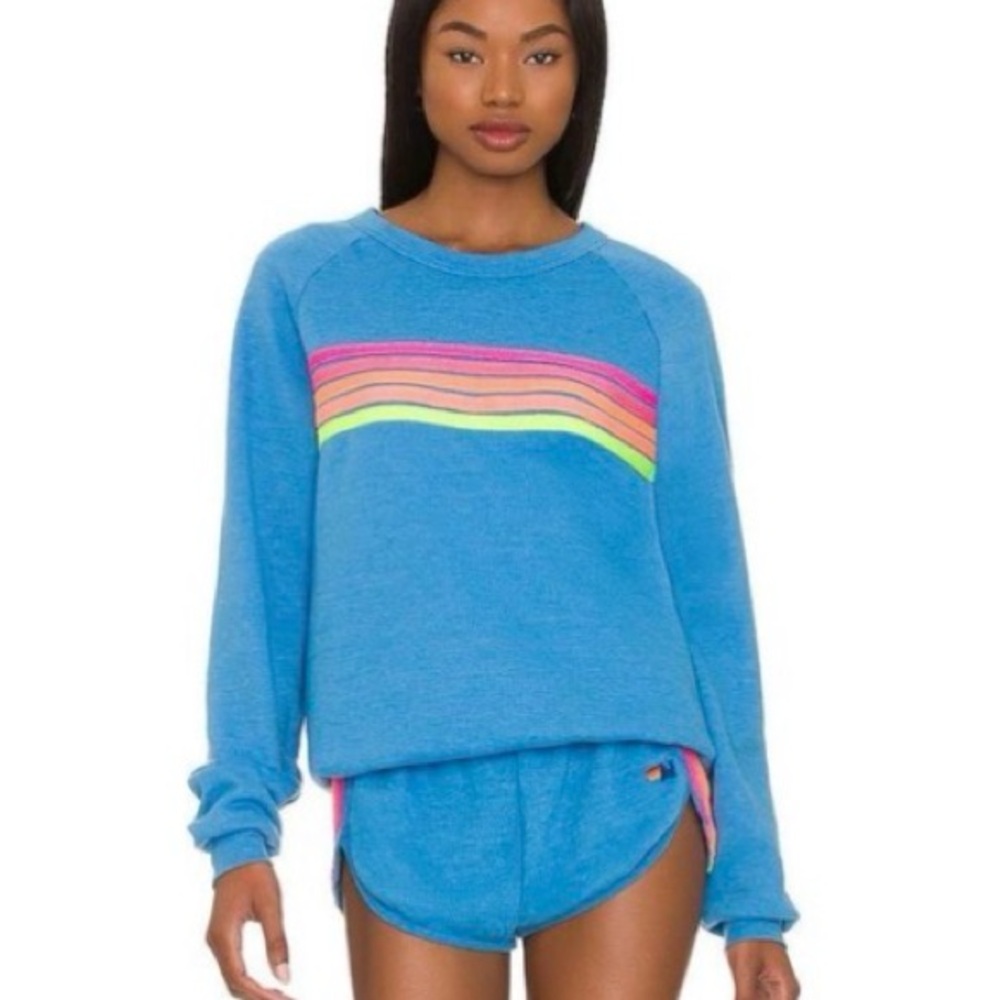 Aviator Nation blue 5 stripes crewneck